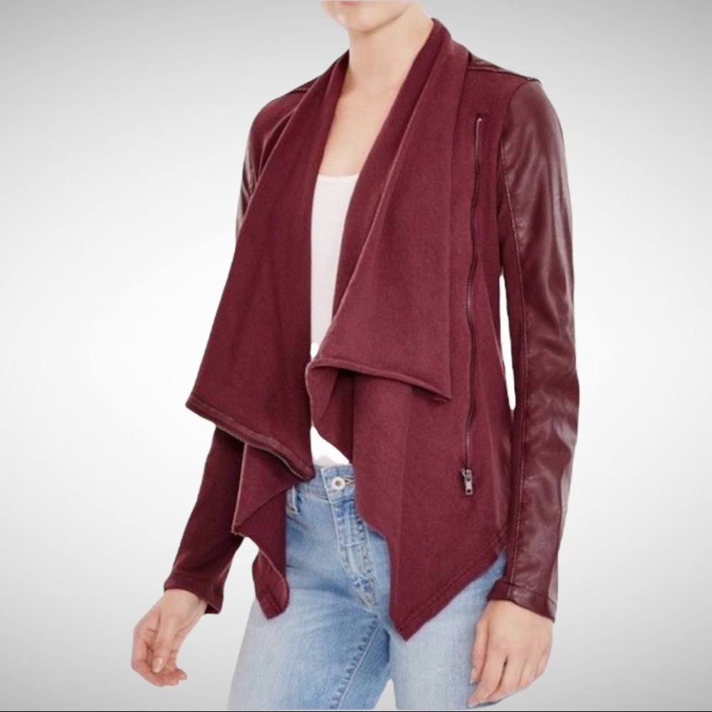 Blank NYC Faux Leather Waterfall Jacket Cranberry